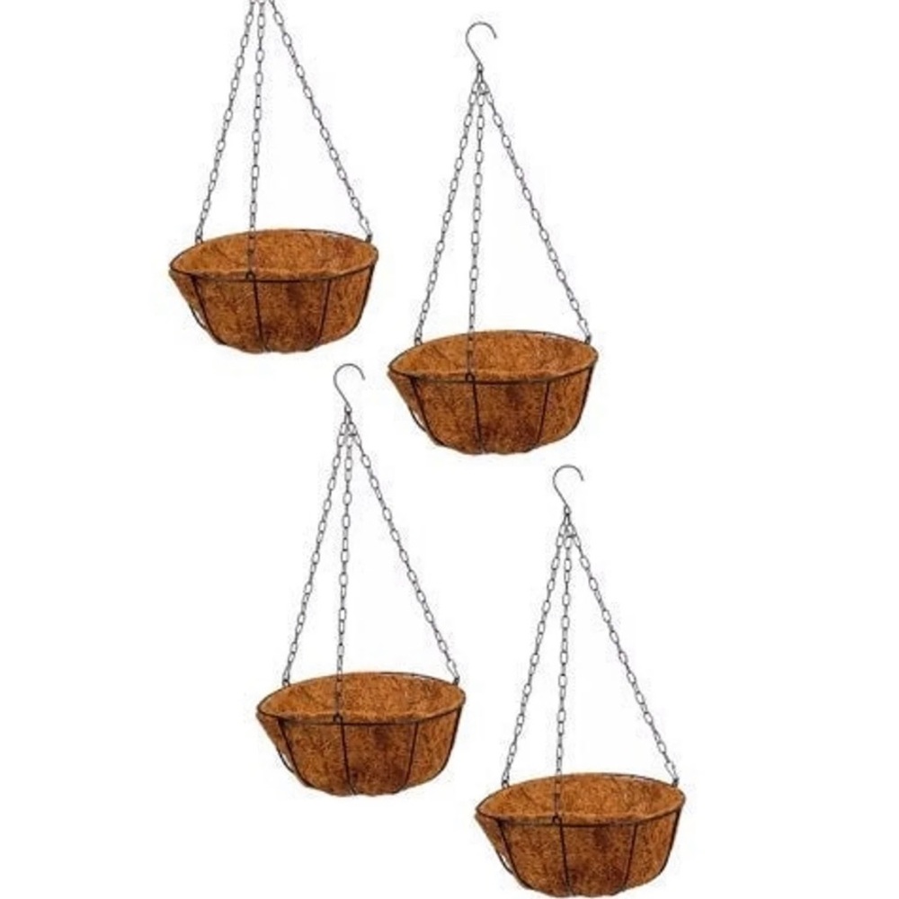 4 hanging baskets with coco liner
